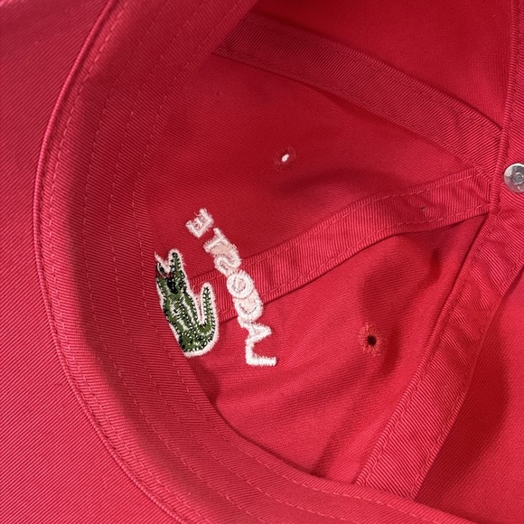 Vintage Lacoste Hat Cap Strap Back Adjustable Red Buckle Alligator Logo Strap - Picture 9 of 10